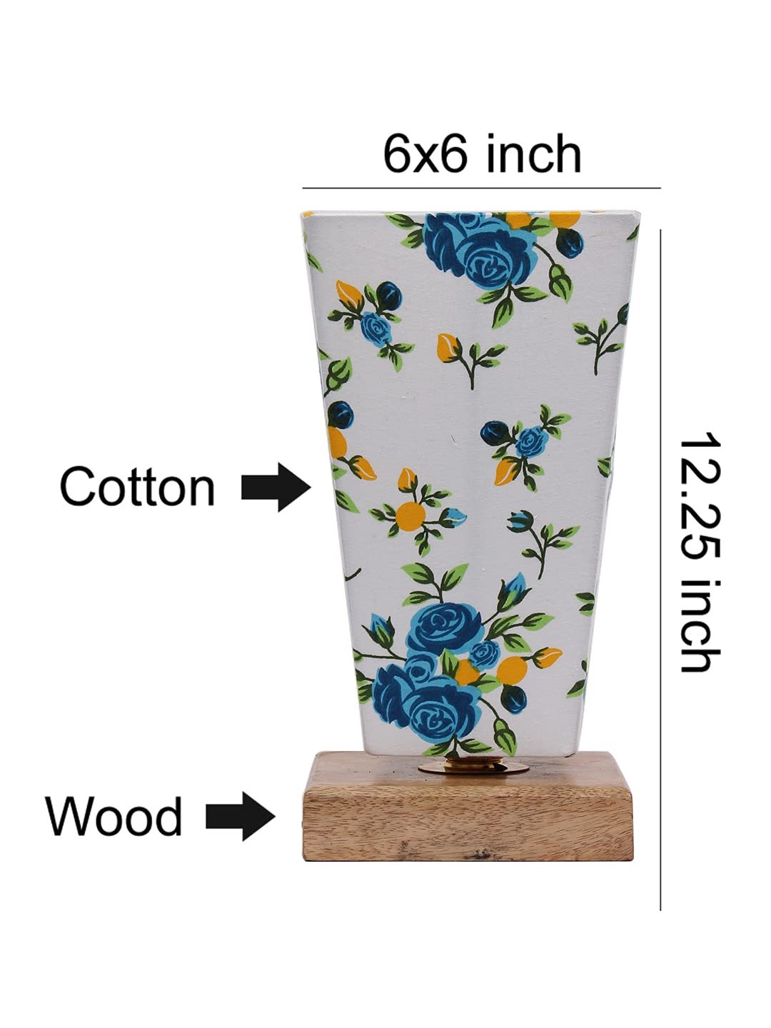 Multicolor Pyramid Cotton Shade with Square Wood Base