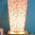 Multicolor Pyramid Cotton Shade with Square Wood Base