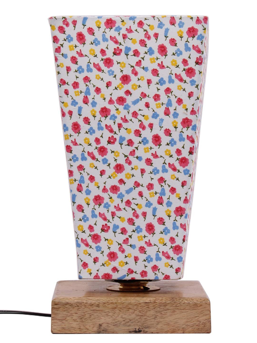 Multicolor Pyramid Cotton Shade with Square Wood Base