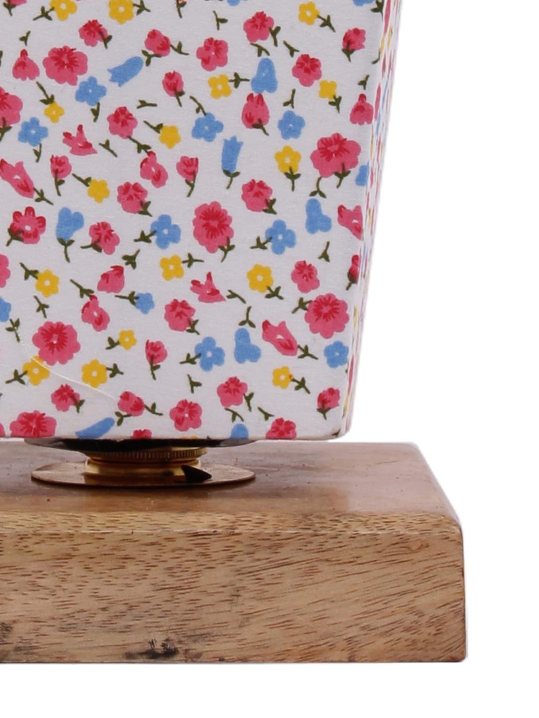 Multicolor Pyramid Cotton Shade with Square Wood Base
