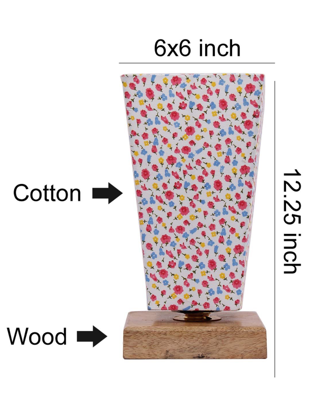 Multicolor Pyramid Cotton Shade with Square Wood Base