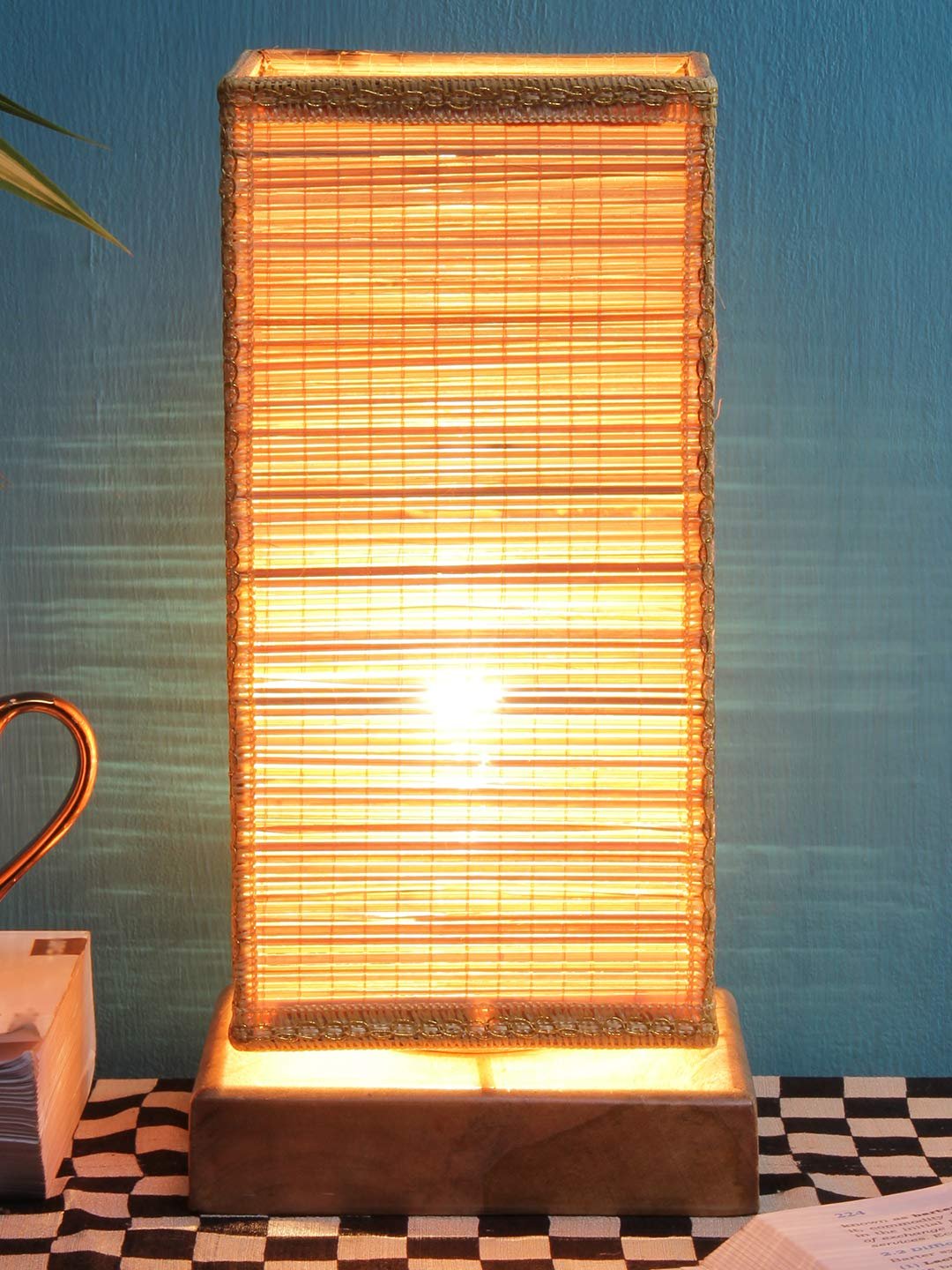Square Bamboo Shade with Square Wood Base