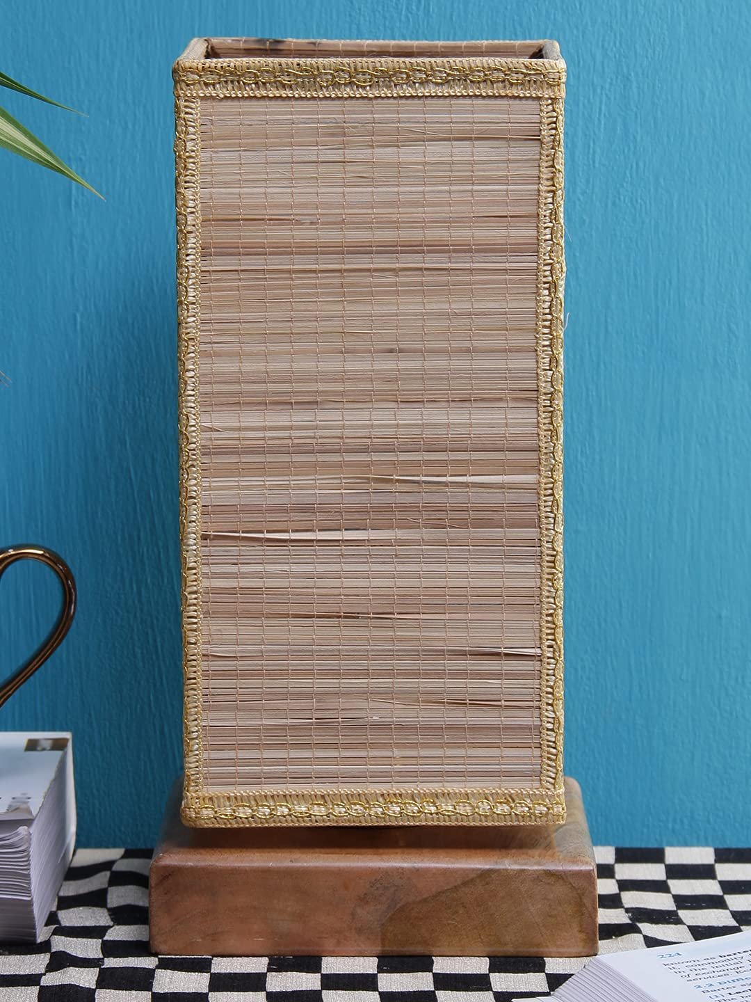 Square Bamboo Shade with Square Wood Base