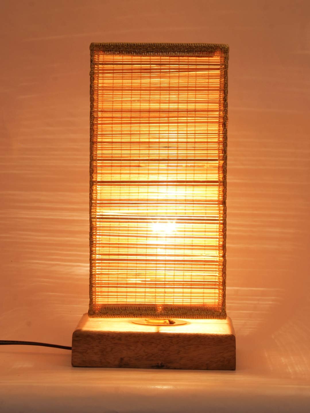Square Bamboo Shade with Square Wood Base