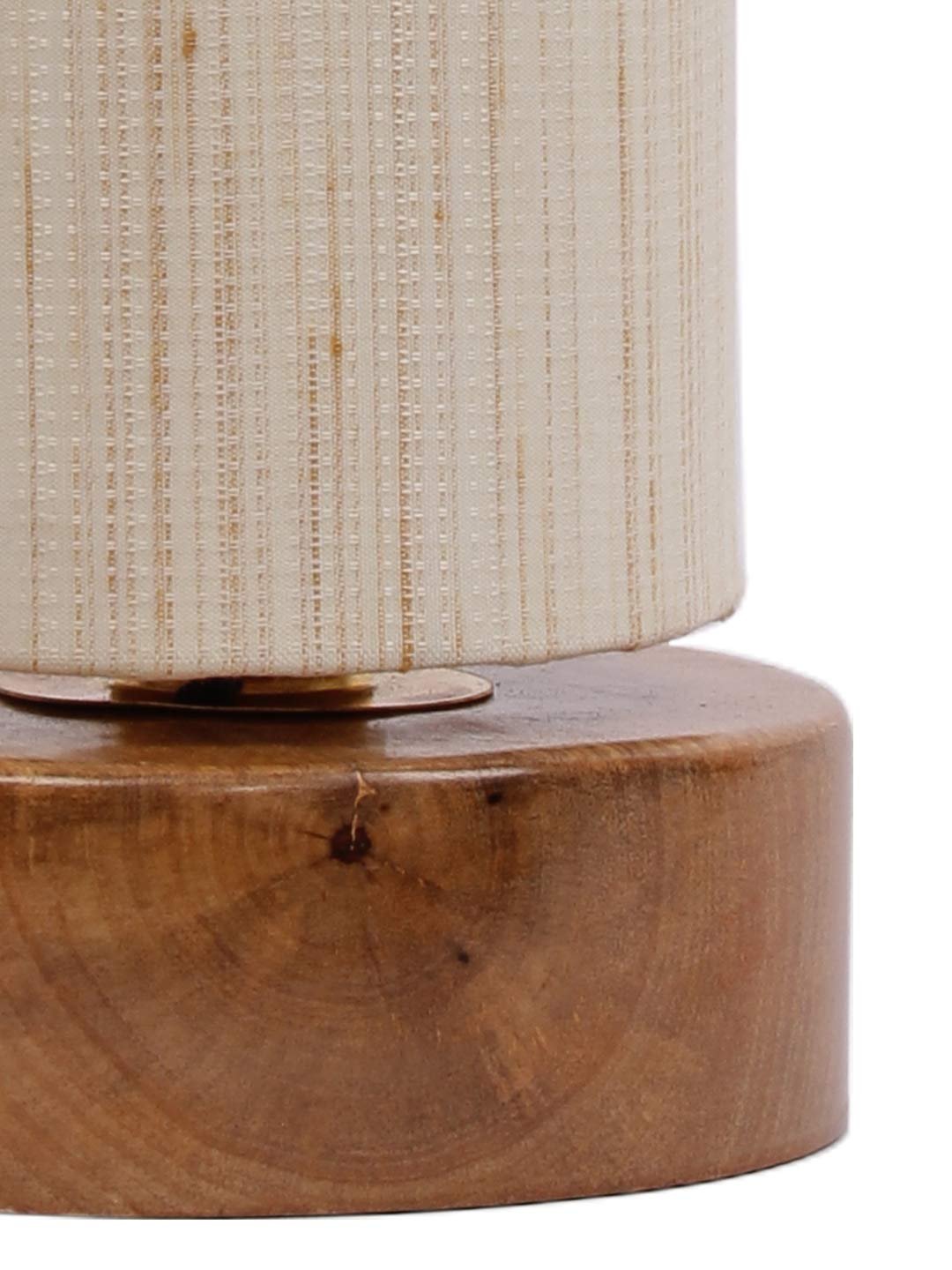 Off-White Cotton Shade with Round Wood Base