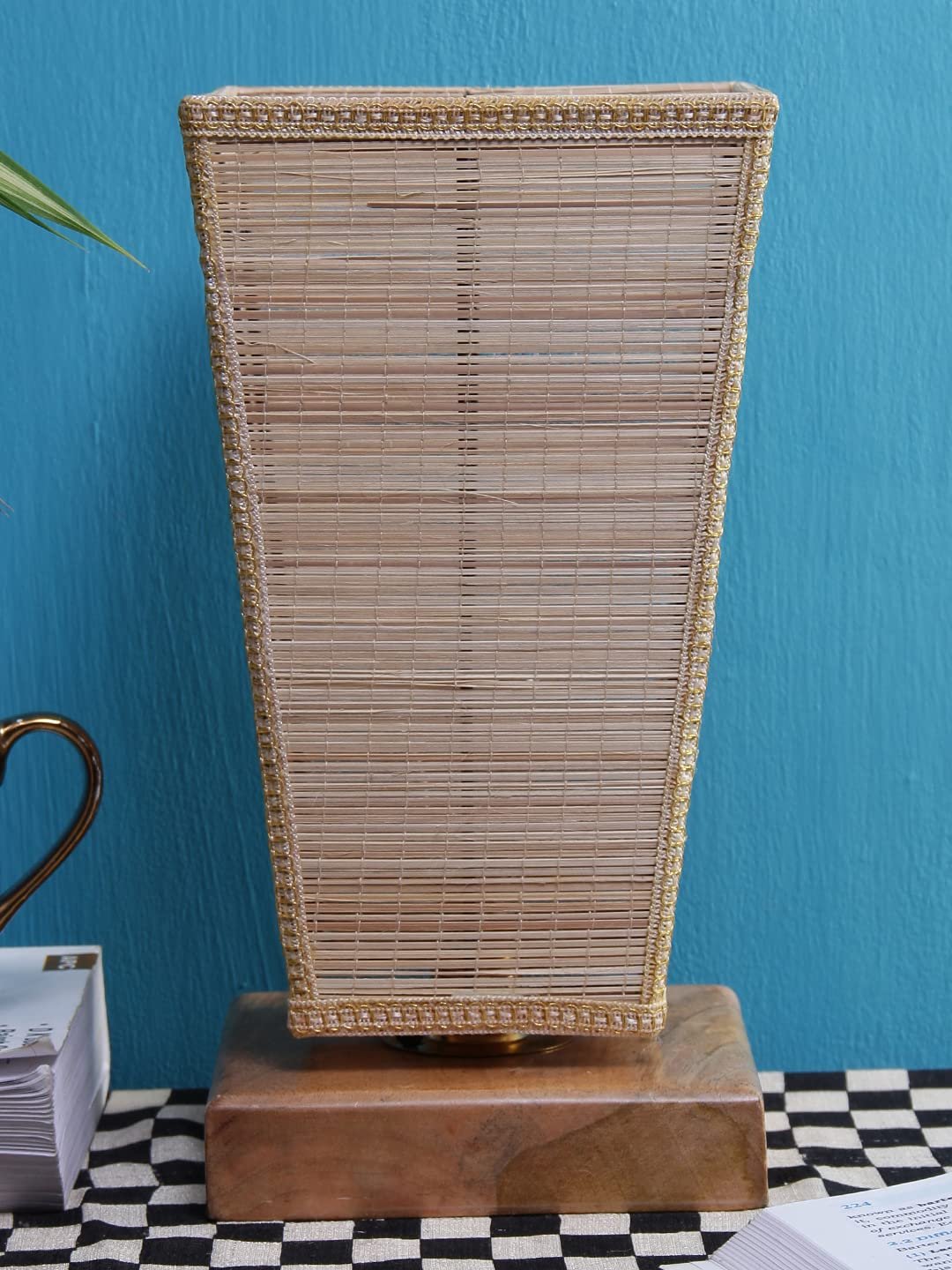 Pyramid Bamboo Shade with Square Wood Base