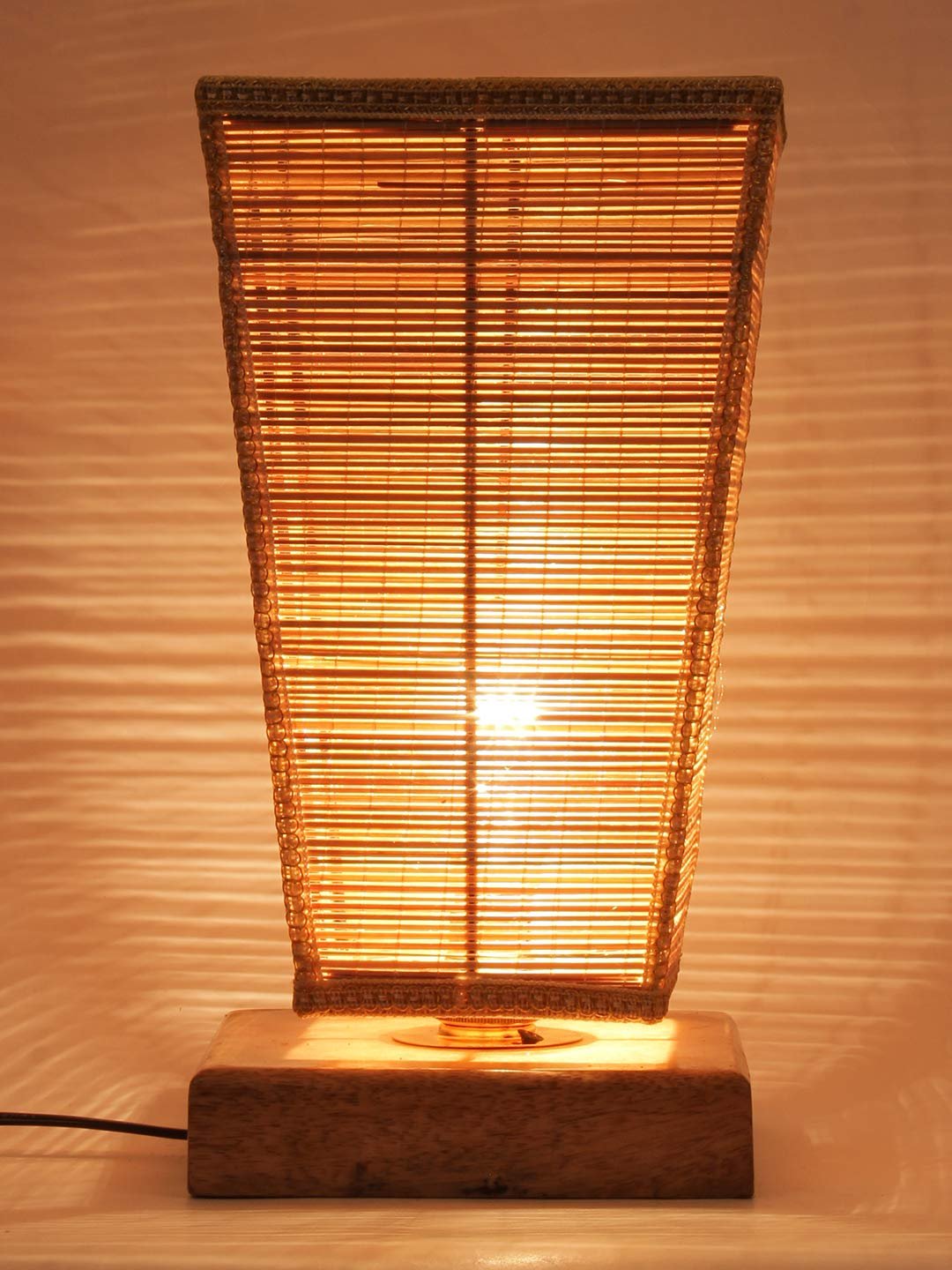 Pyramid Bamboo Shade with Square Wood Base