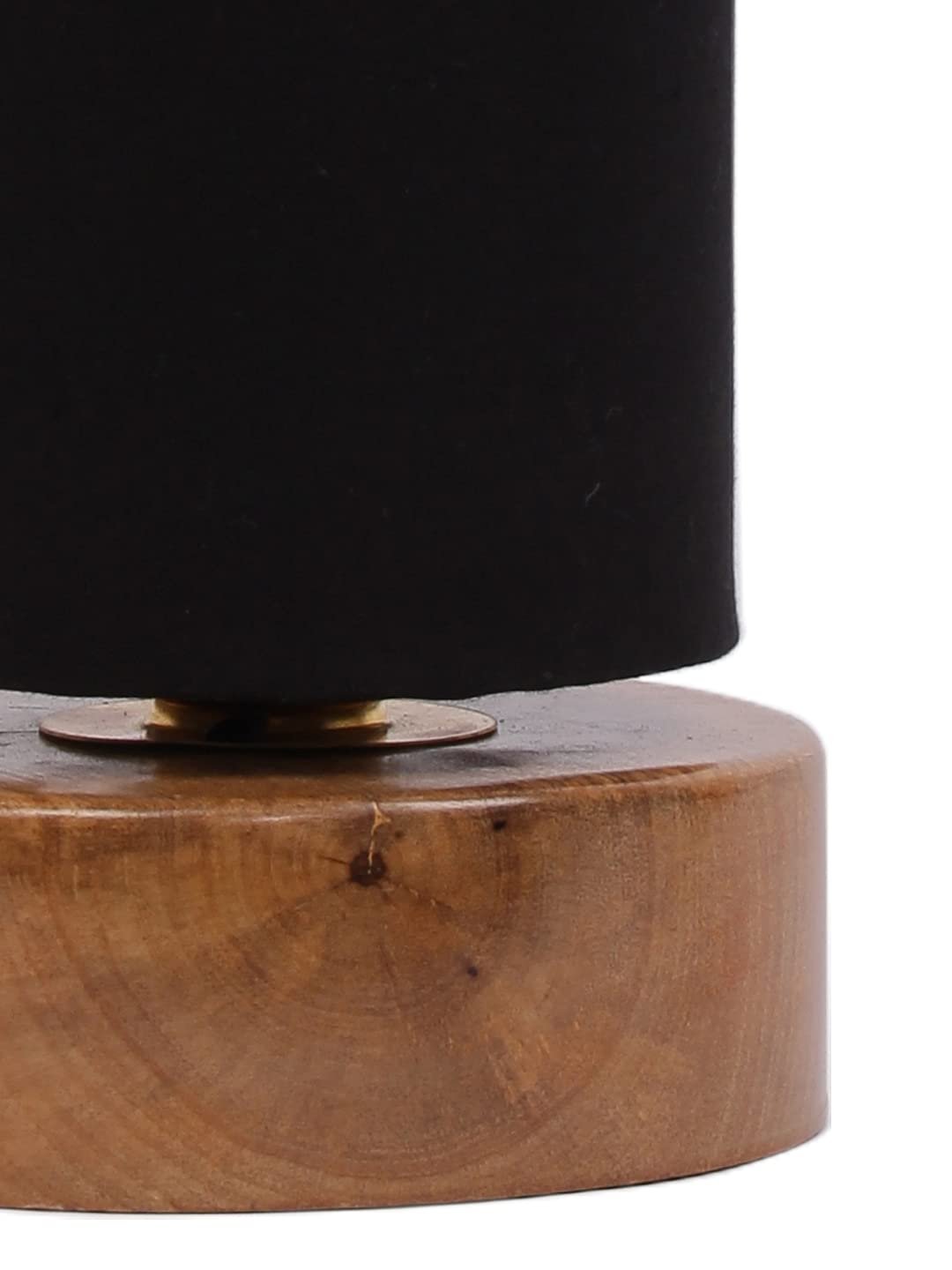 Black Cotton Shade with Round Wood Base