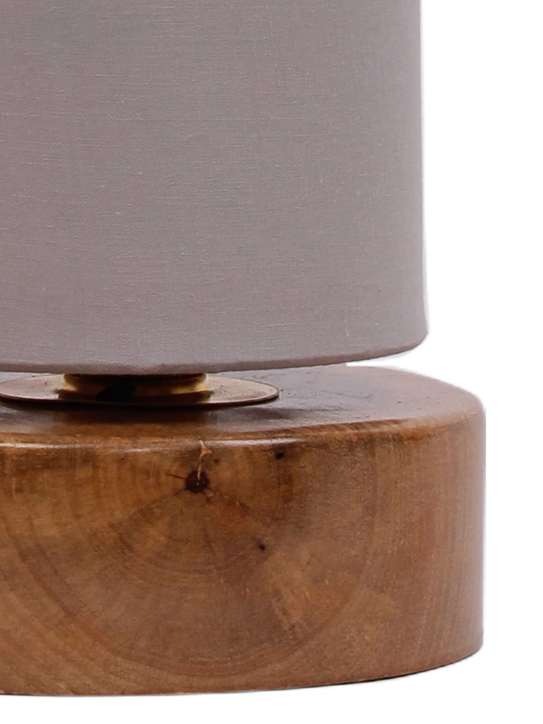 Grey Cotton Shade with Round Wood Base
