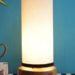 Multicolor Cotton Shade with Round Wood Base