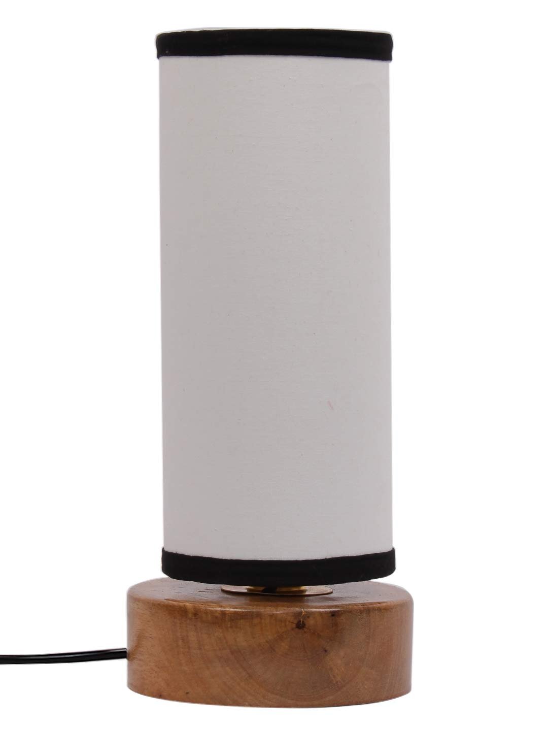 Multicolor Cotton Shade with Round Wood Base