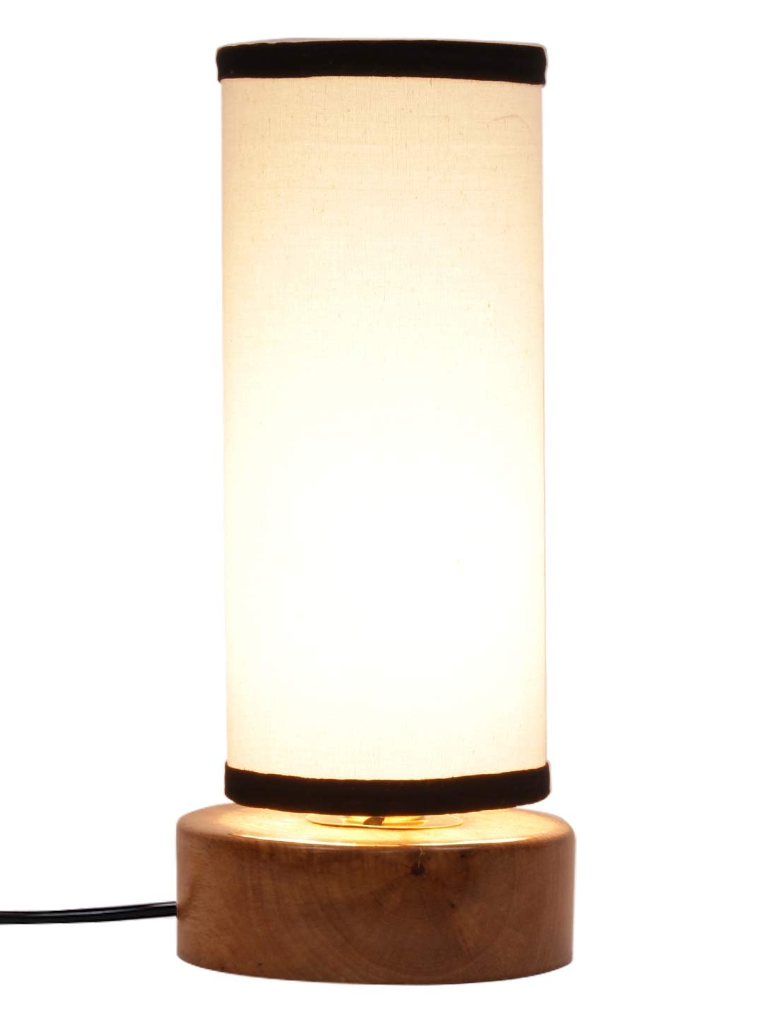 Multicolor Cotton Shade with Round Wood Base