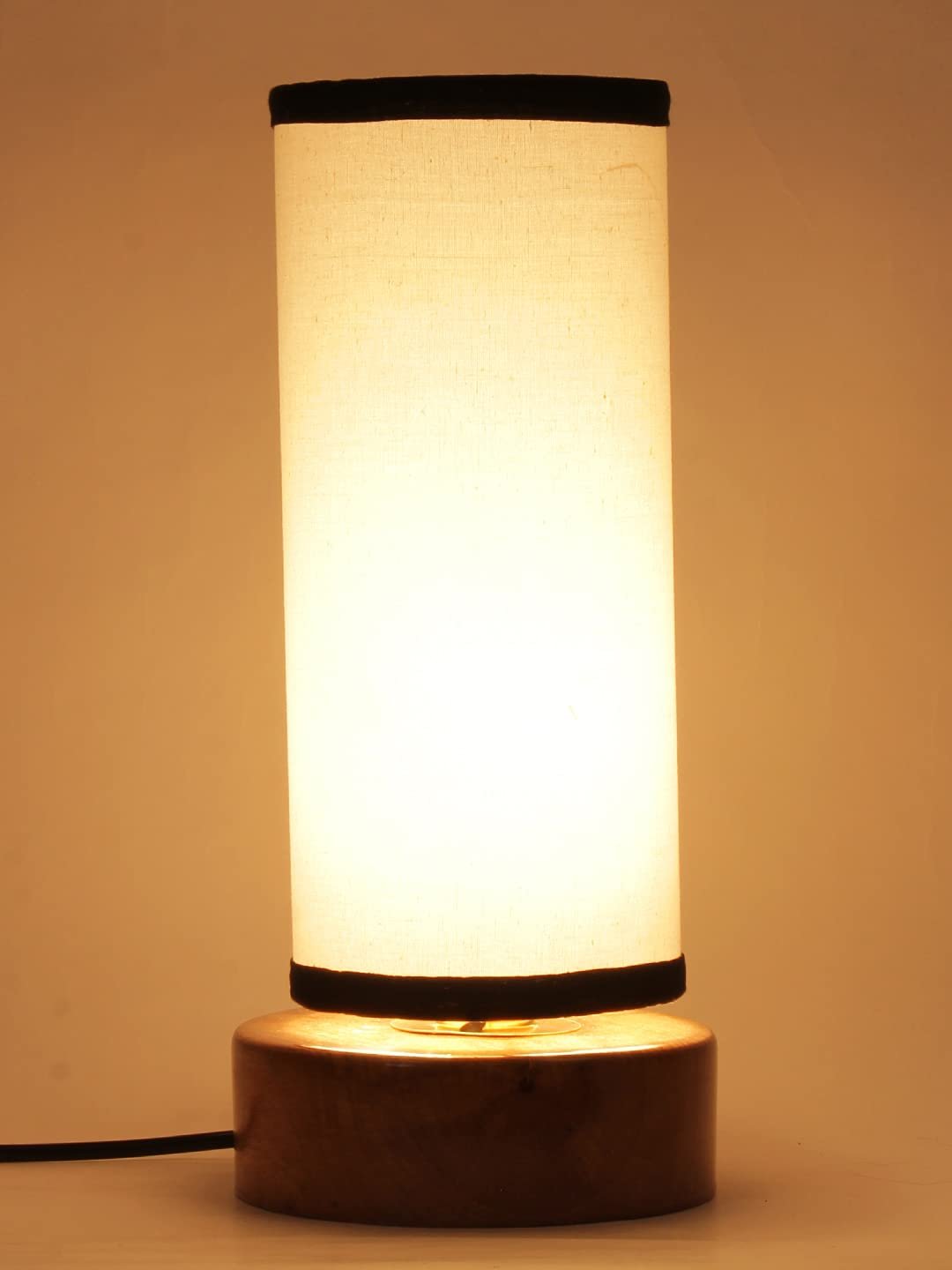Multicolor Cotton Shade with Round Wood Base