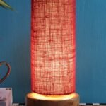 Maroon Jute Shade with Round Wood Base
