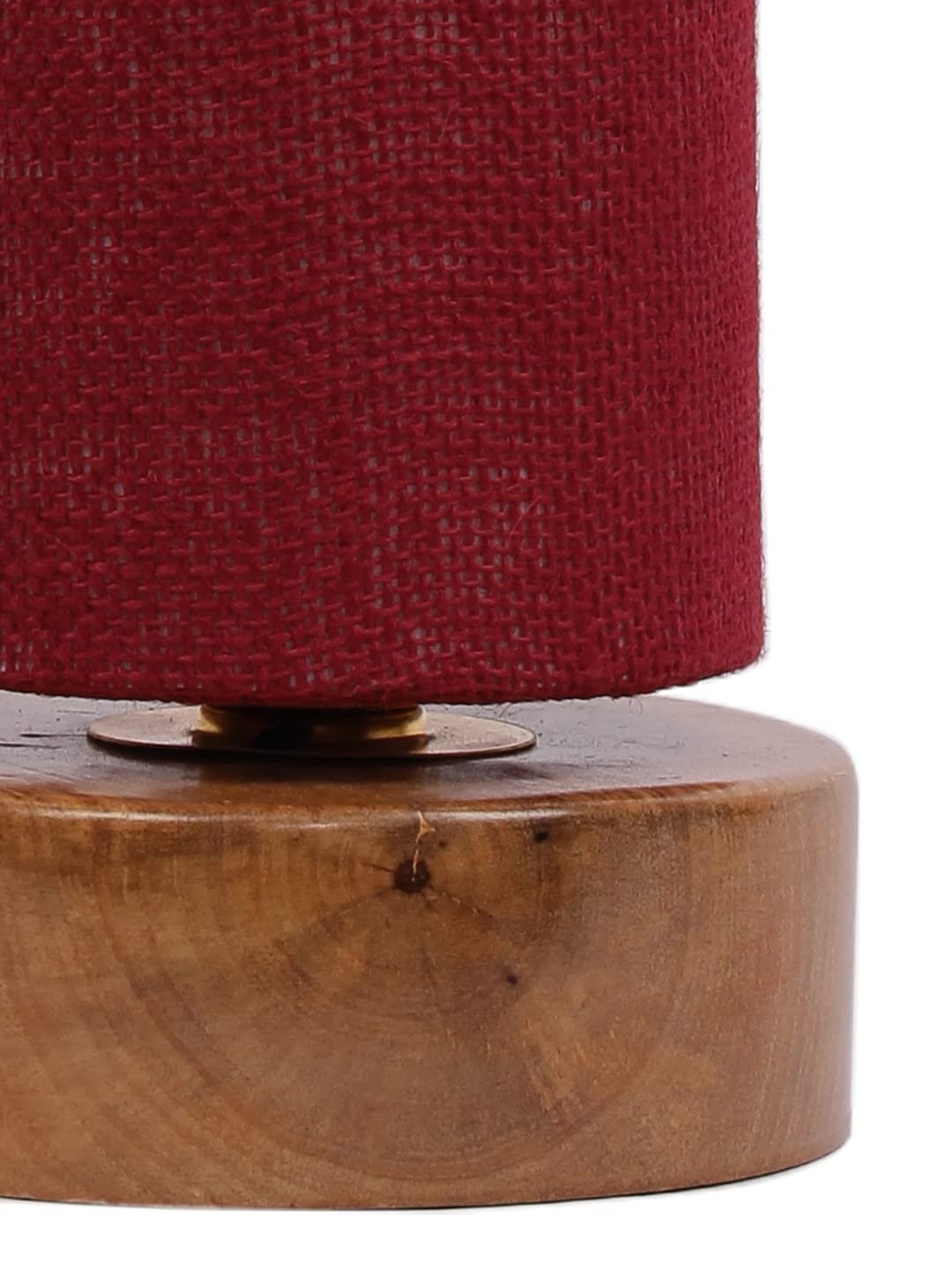Maroon Jute Shade with Round Wood Base