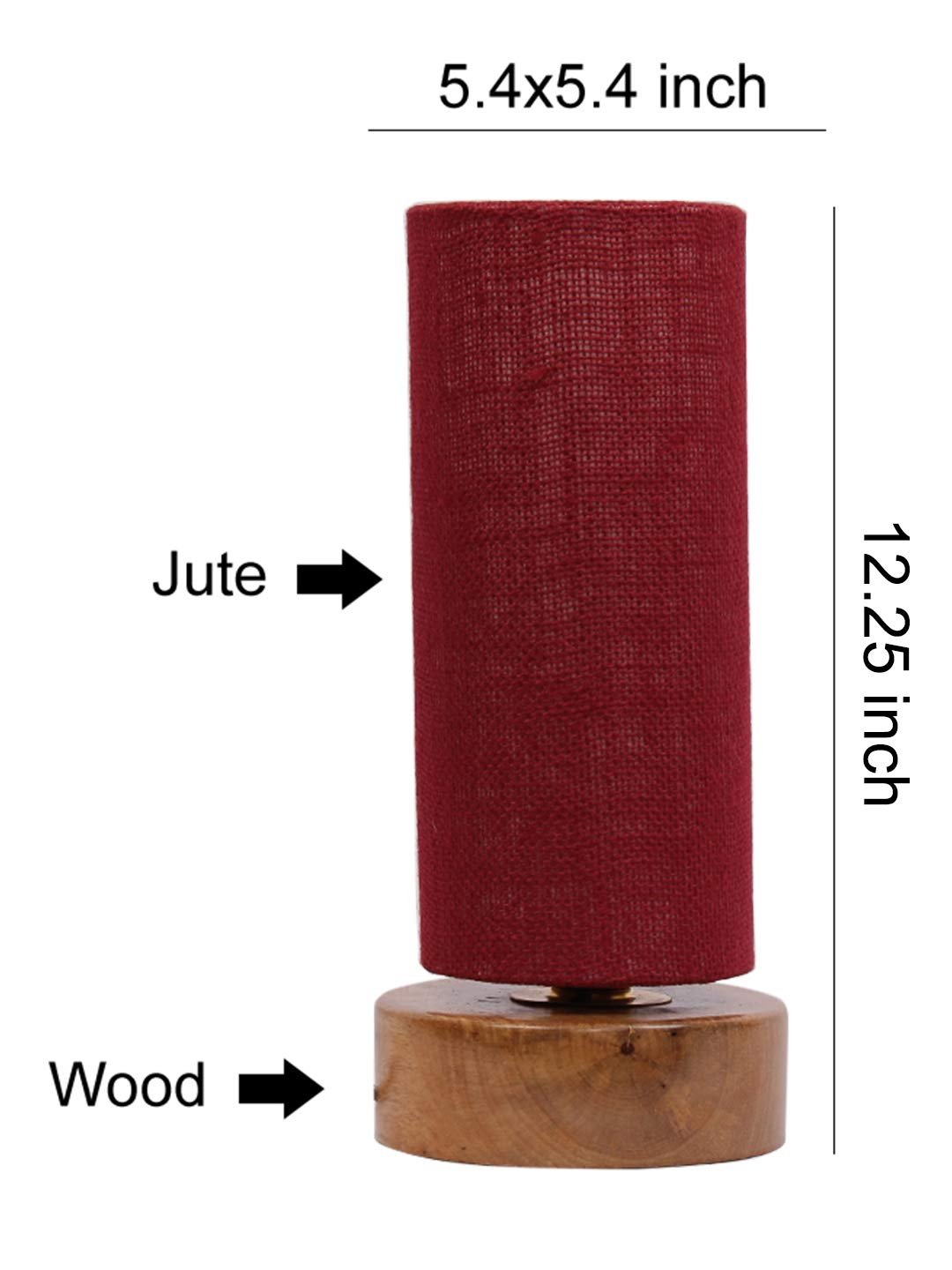 Maroon Jute Shade with Round Wood Base