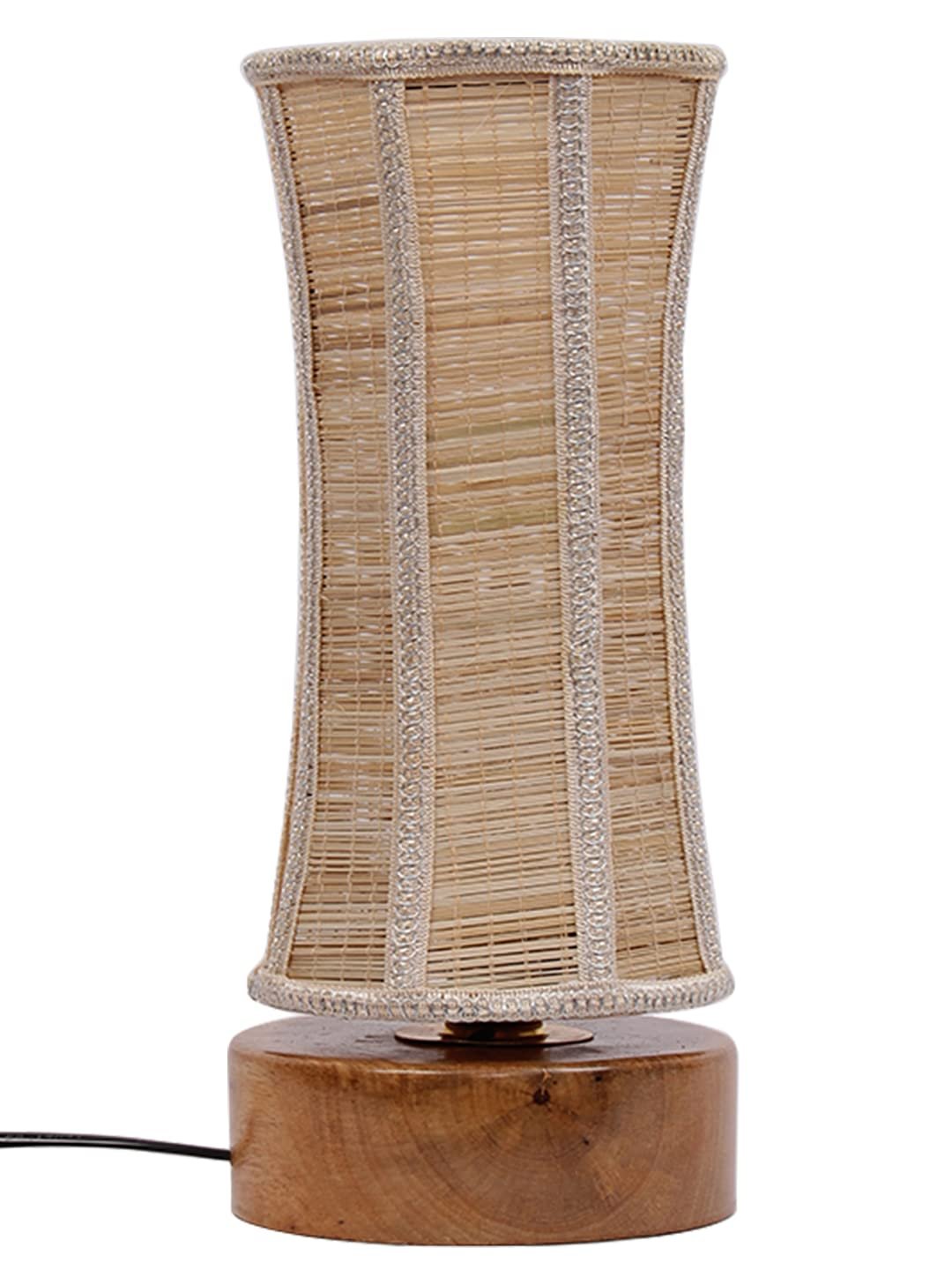 Damru Bamboo Shade with Round Wood Base