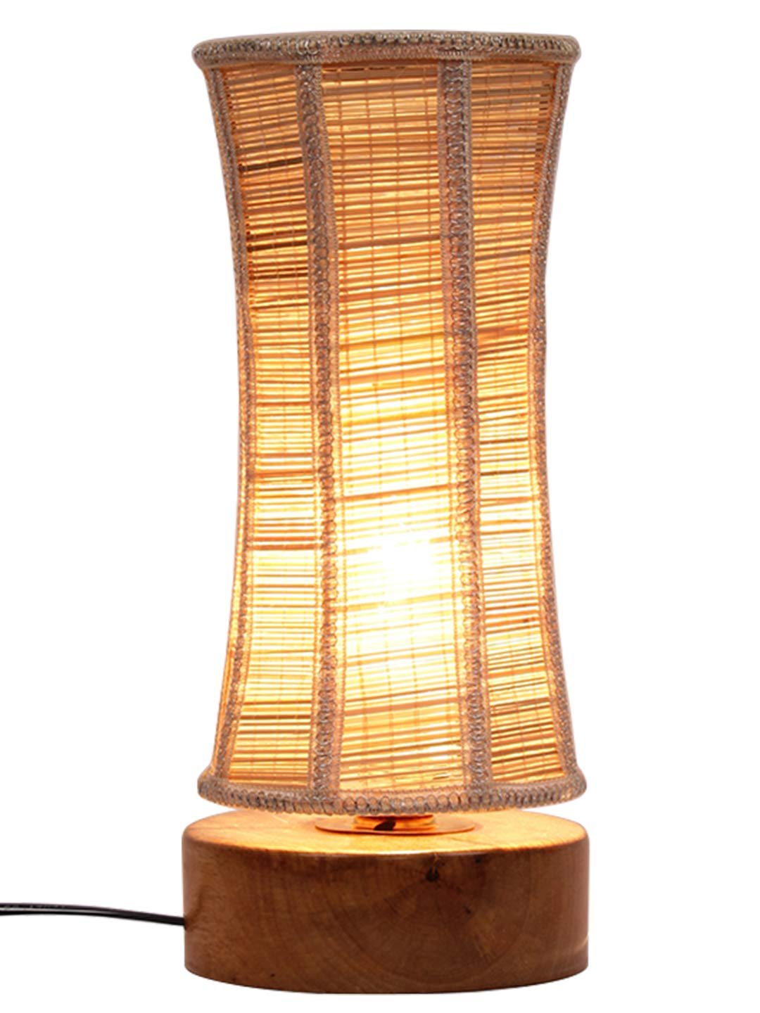 Damru Bamboo Shade with Round Wood Base
