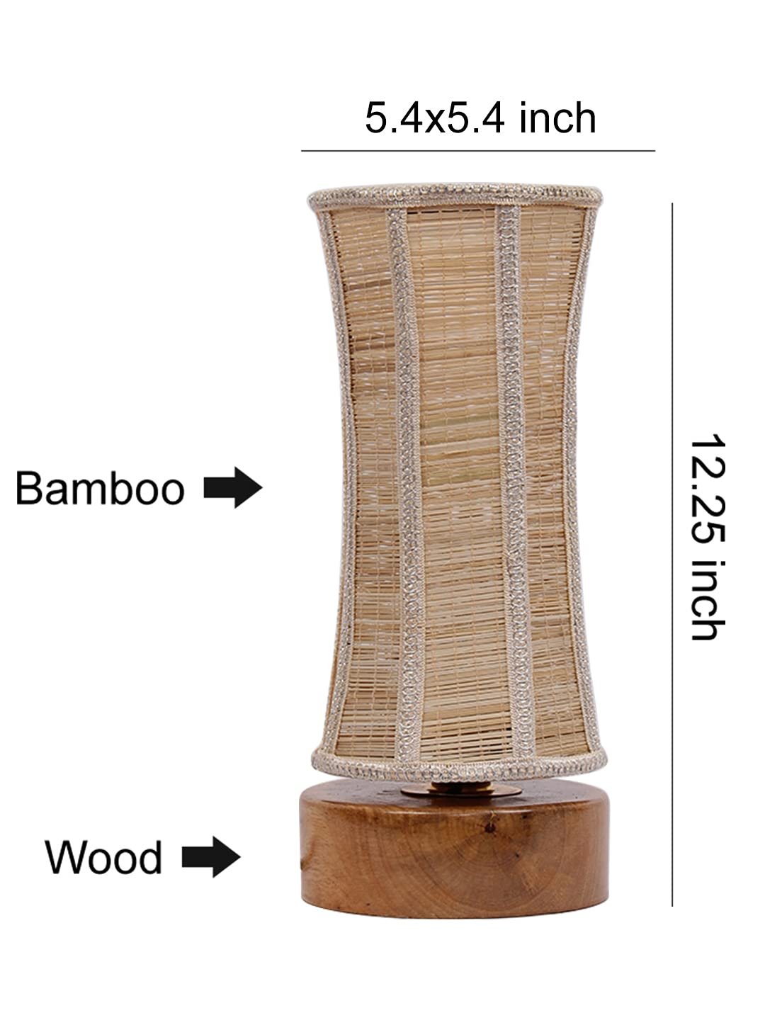 Damru Bamboo Shade with Round Wood Base