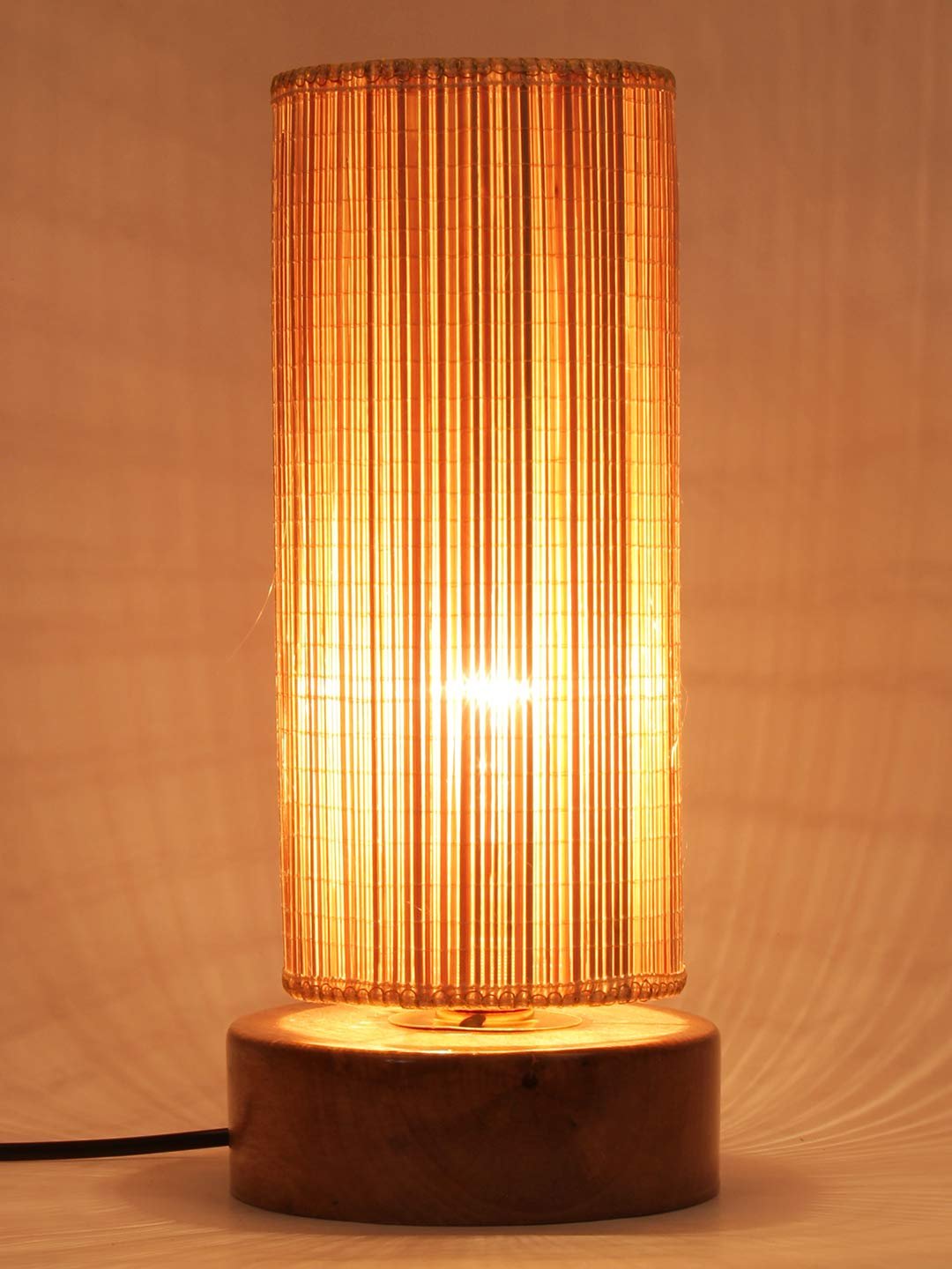Round Bamboo Shade with Round Wood Base
