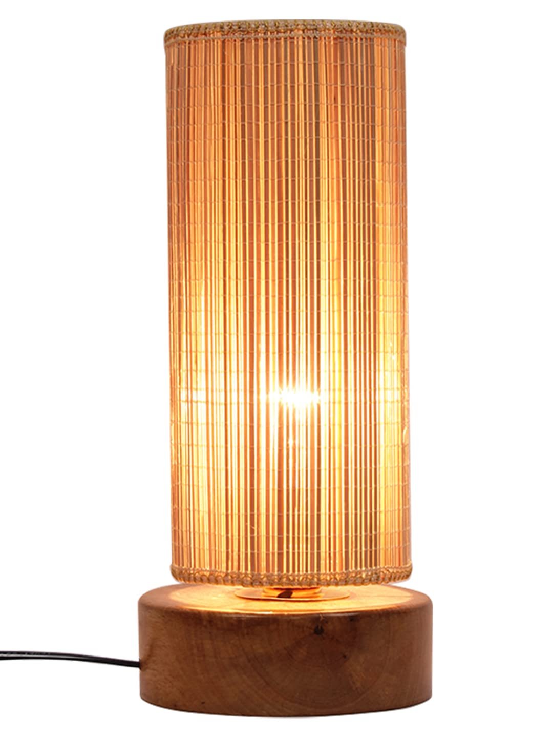 Round Bamboo Shade with Round Wood Base