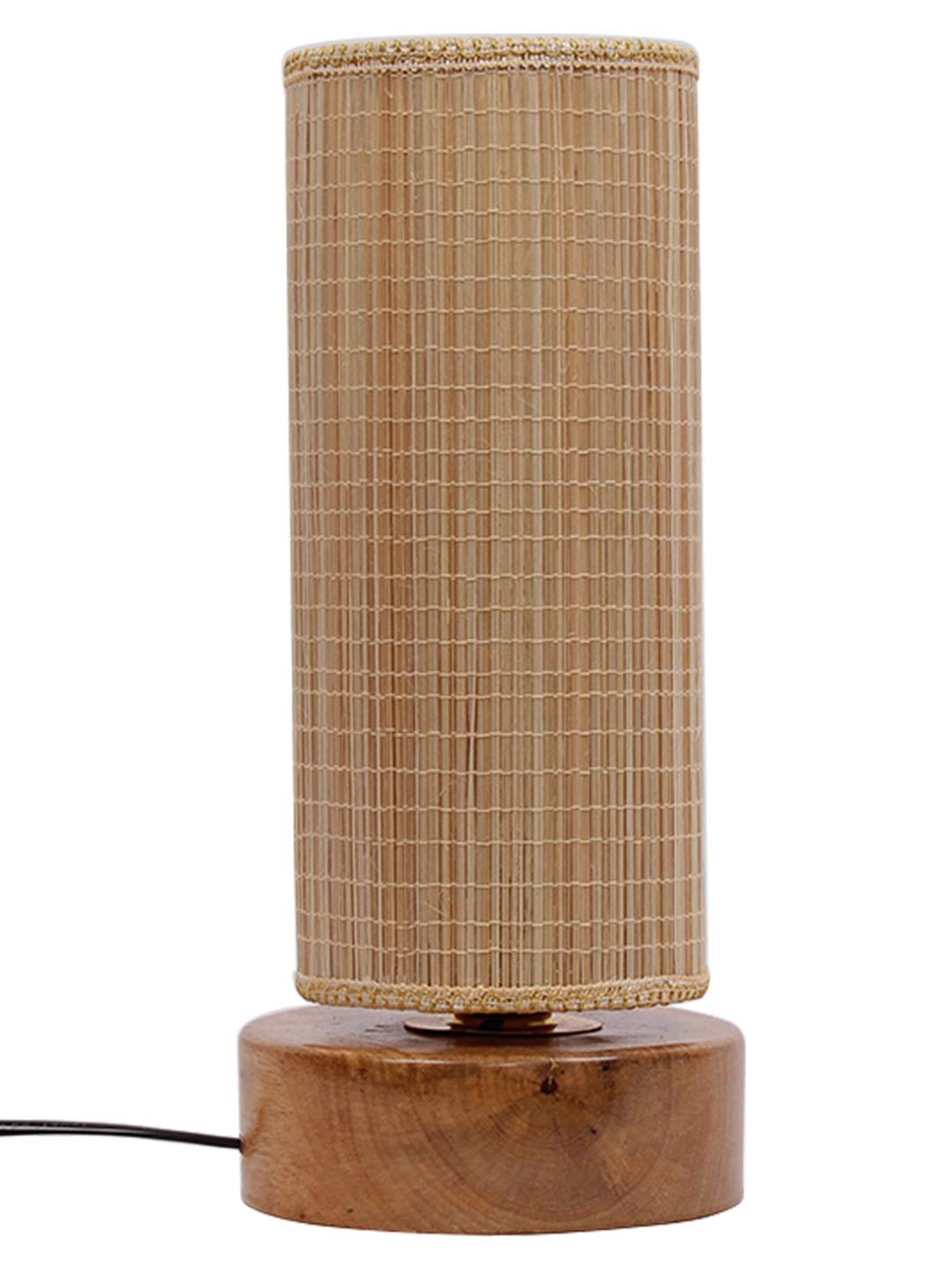Round Bamboo Shade with Round Wood Base