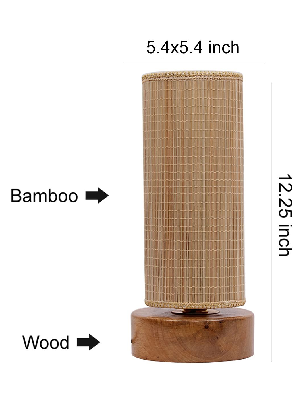 Round Bamboo Shade with Round Wood Base
