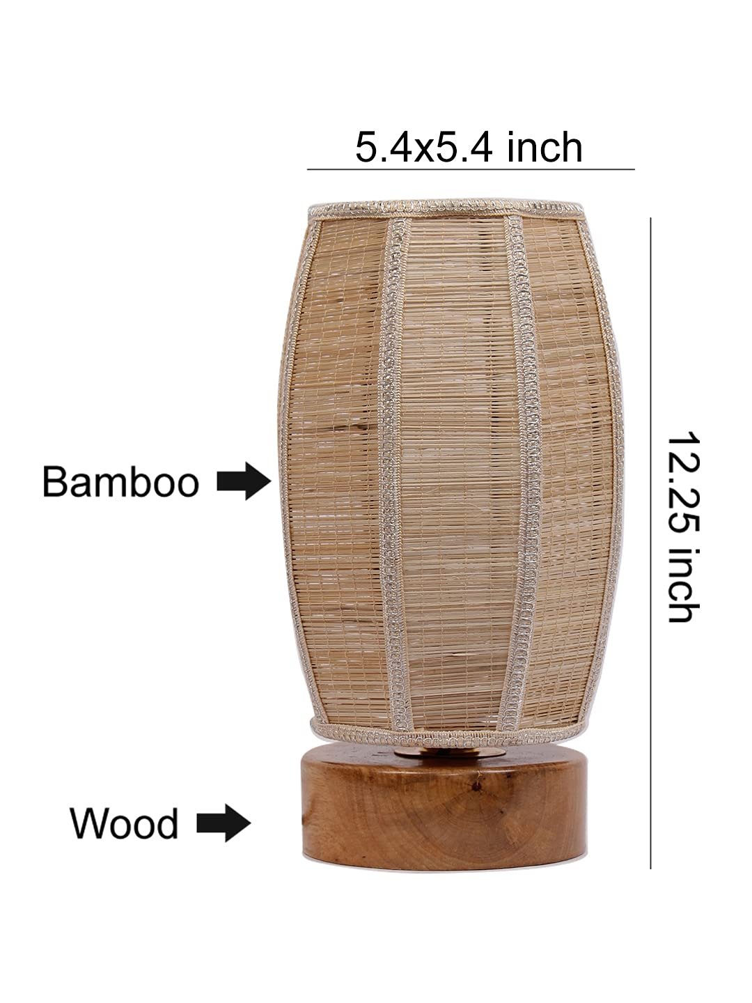 Dholak Bamboo Shade with Round Wood Base