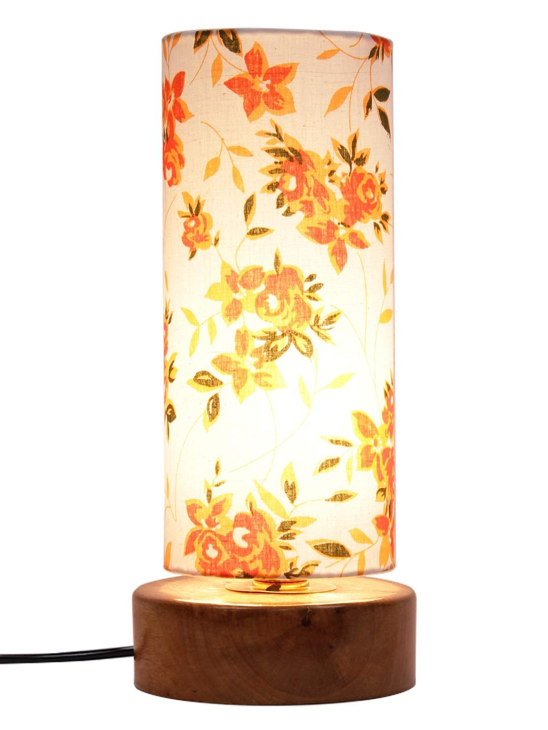 Multicolor Cotton Shade with Round Wood Base