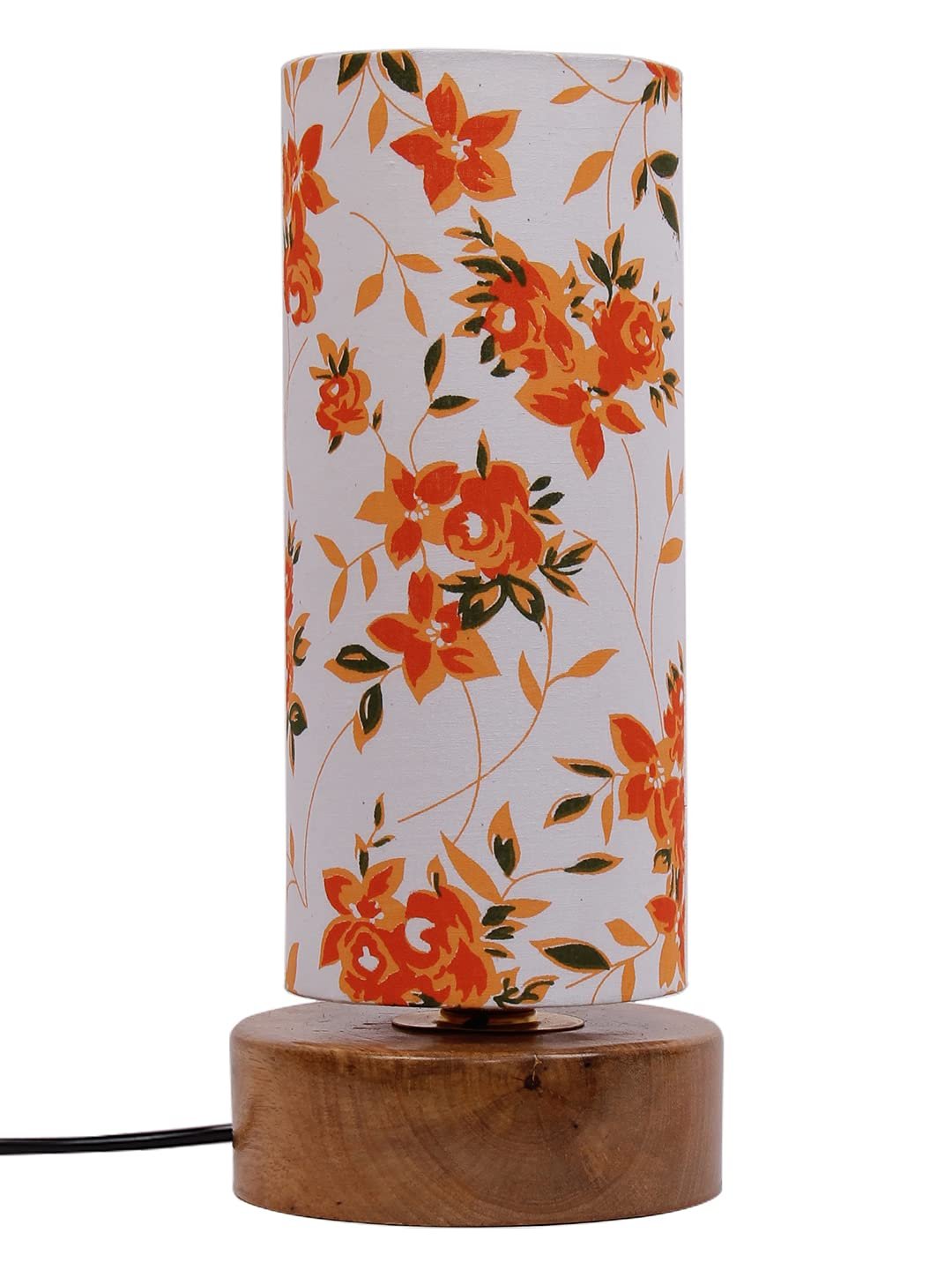 Multicolor Cotton Shade with Round Wood Base