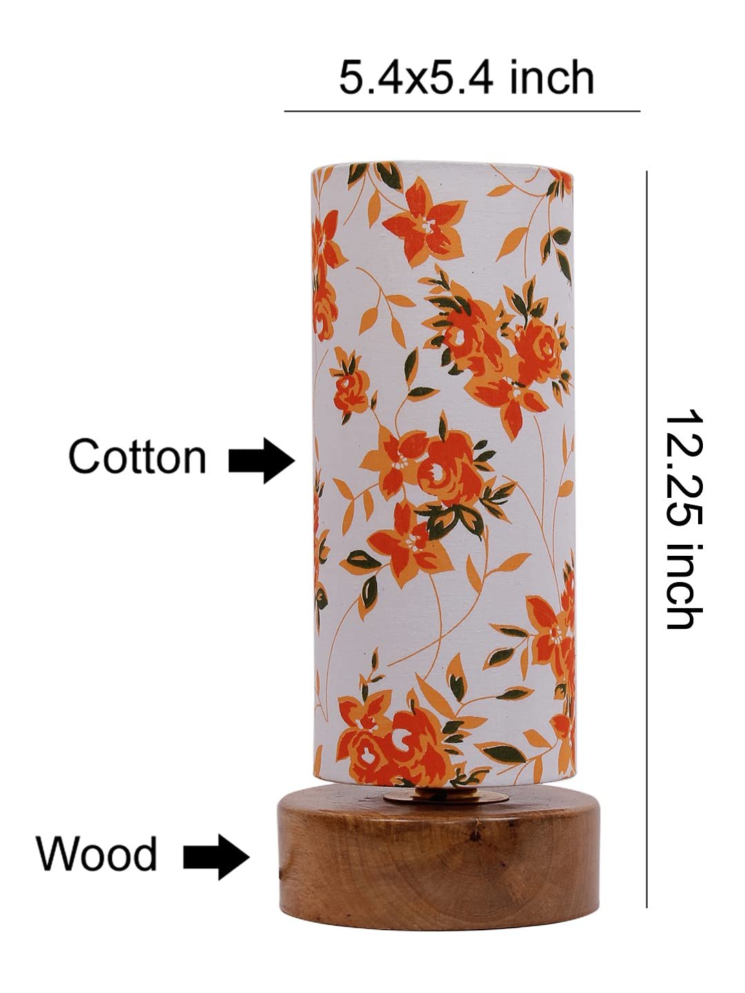 Multicolor Cotton Shade with Round Wood Base
