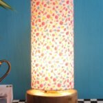 Multicolor Cotton Shade with Round Wood Base