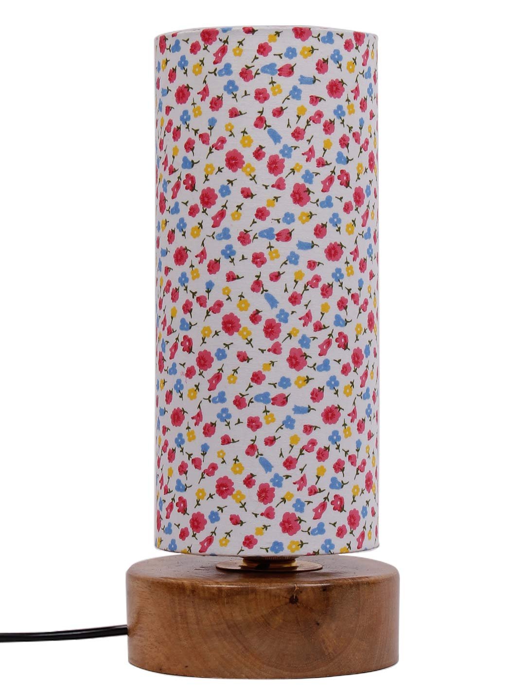 Multicolor Cotton Shade with Round Wood Base