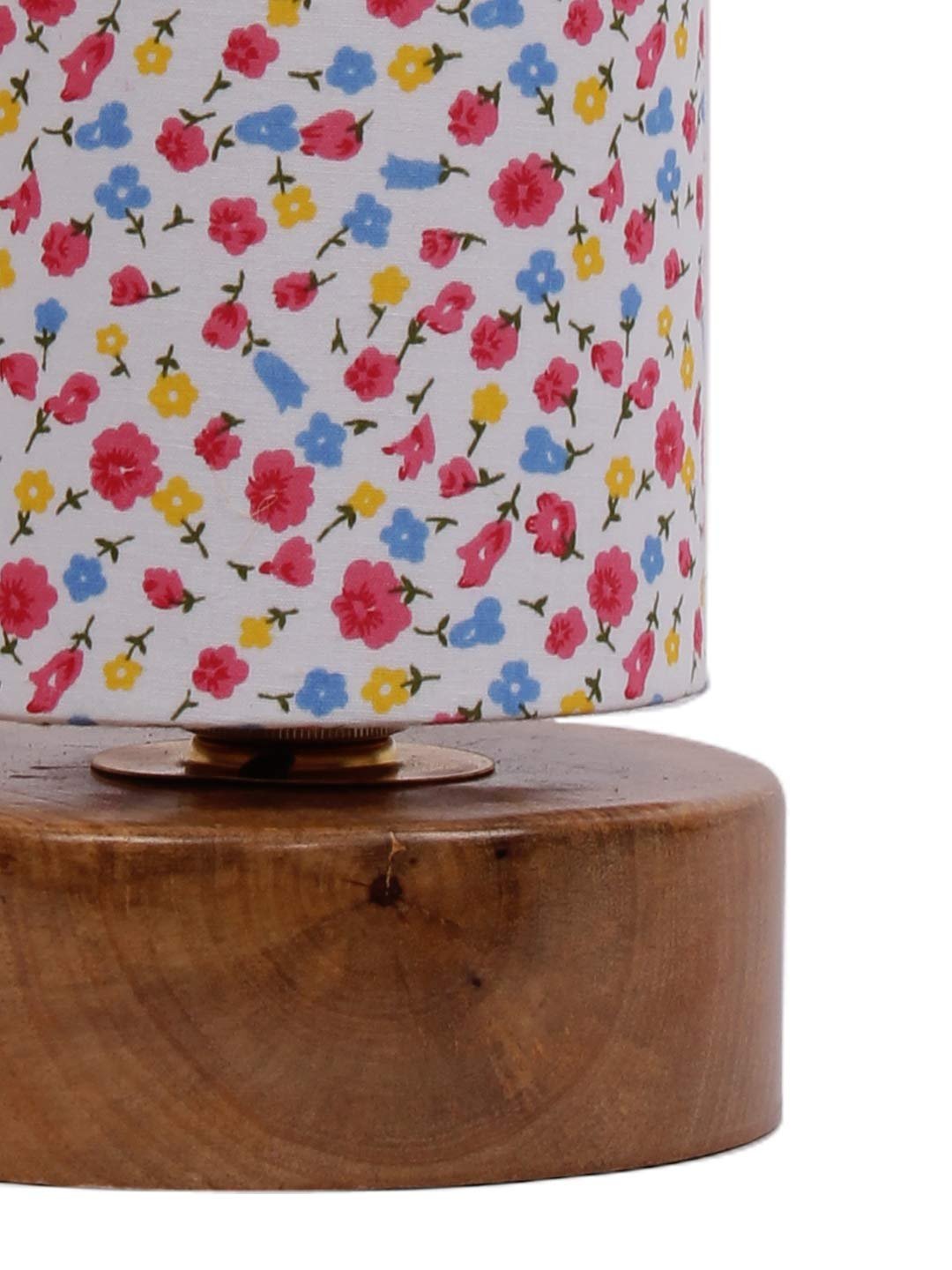 Multicolor Cotton Shade with Round Wood Base