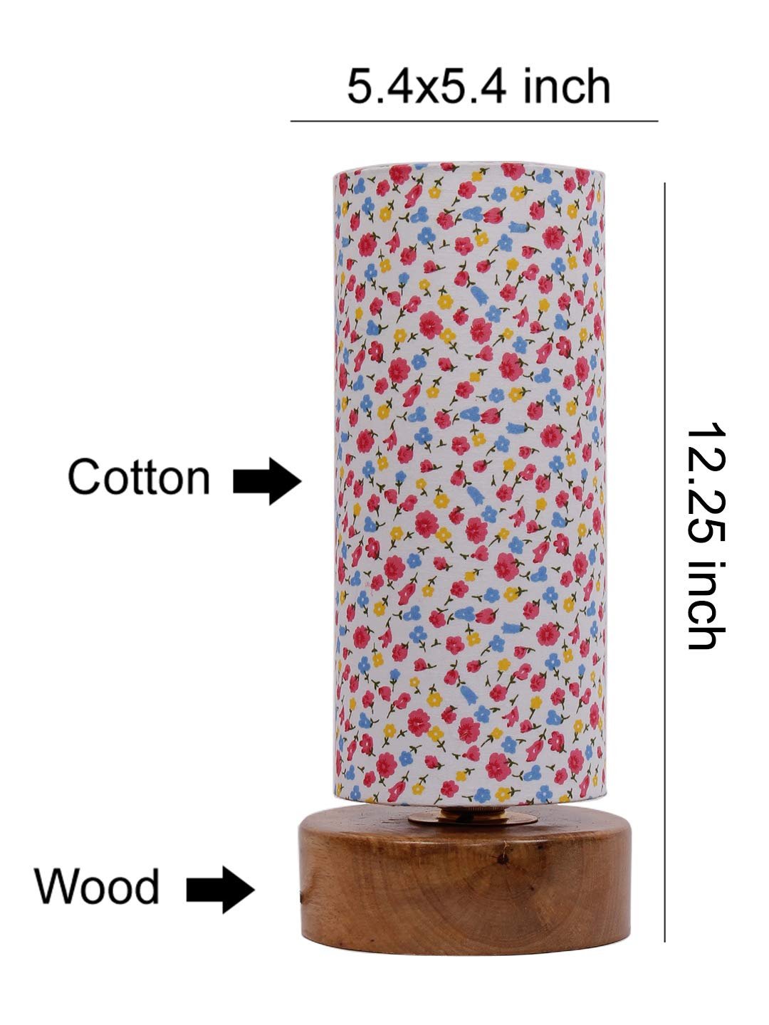 Multicolor Cotton Shade with Round Wood Base