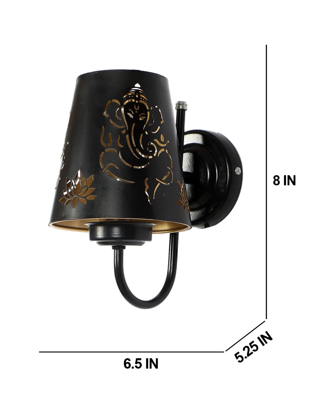 Etched Ganesh Ji Wall Mounted Lamp with Iron Base(JH09)
