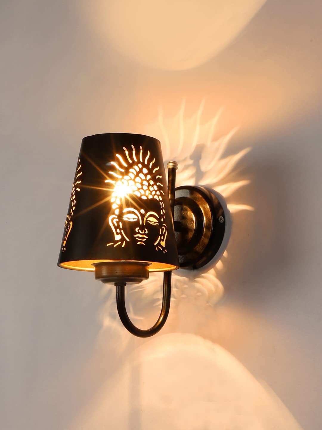 Etched Buddha Ji Wall Mounted Lamp with Iron Base(JH10)