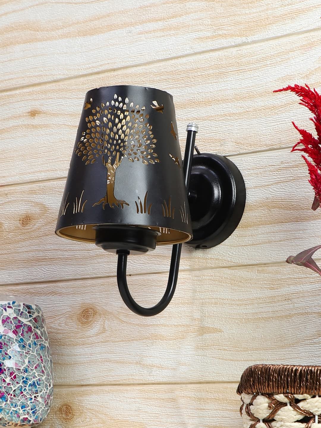 Etched Tree Wall Mounted Lamp with Iron Base(JH12)