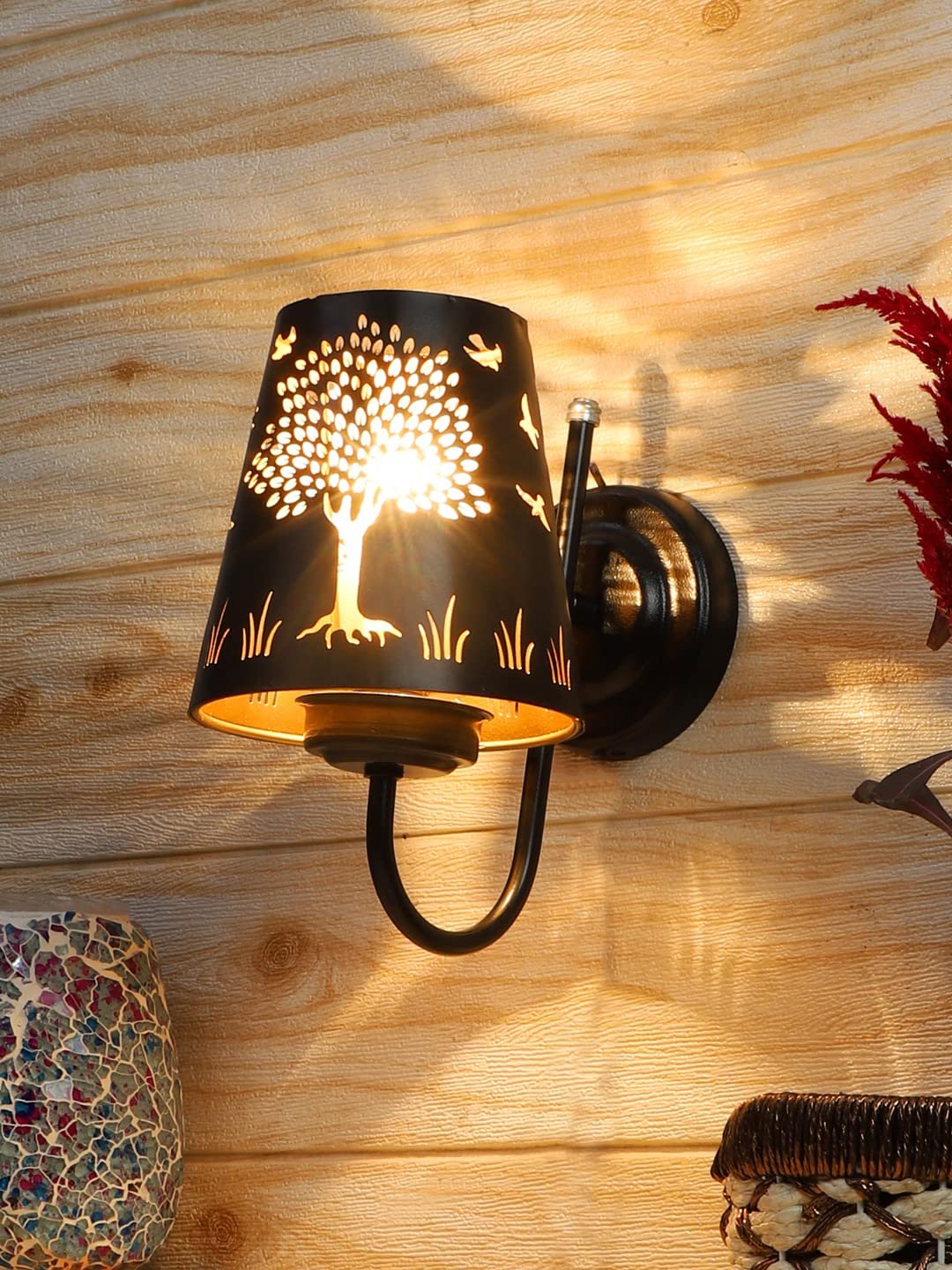 Etched Tree Wall Mounted Lamp with Iron Base(JH12)