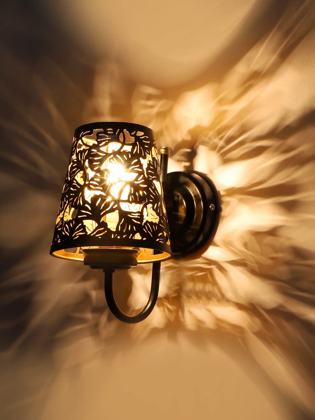 Etched Flower Wall Mounted Lamp with Iron Base(JH14)
