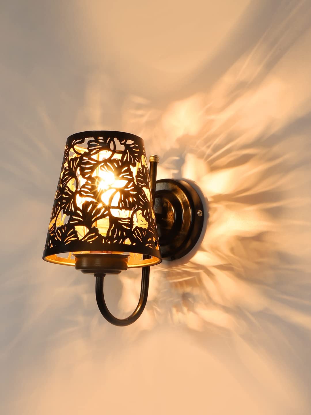 Etched Flower Wall Mounted Lamp with Iron Base(JH14)