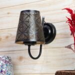 Etched Round Wall Mounted Lamp with Iron Base(JH15