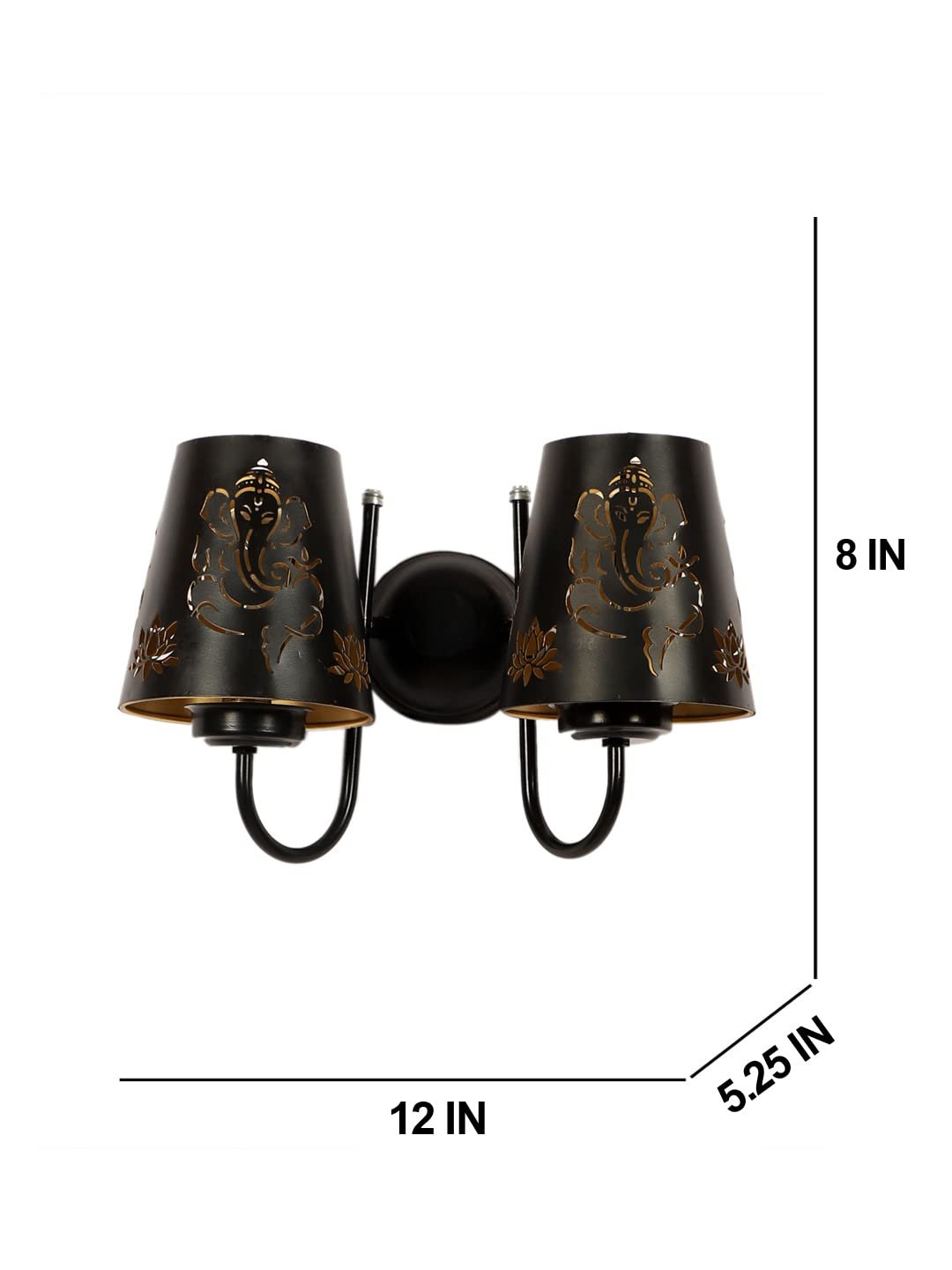 Dual Etched Ganesh Ji Wall Mounted Lamp with Iron Base(JH17)