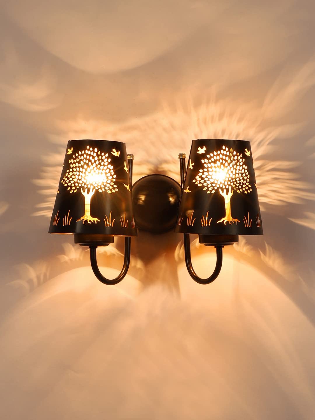Dual Etched Tree Wall Mounted Lamp with Iron Base(JH20)