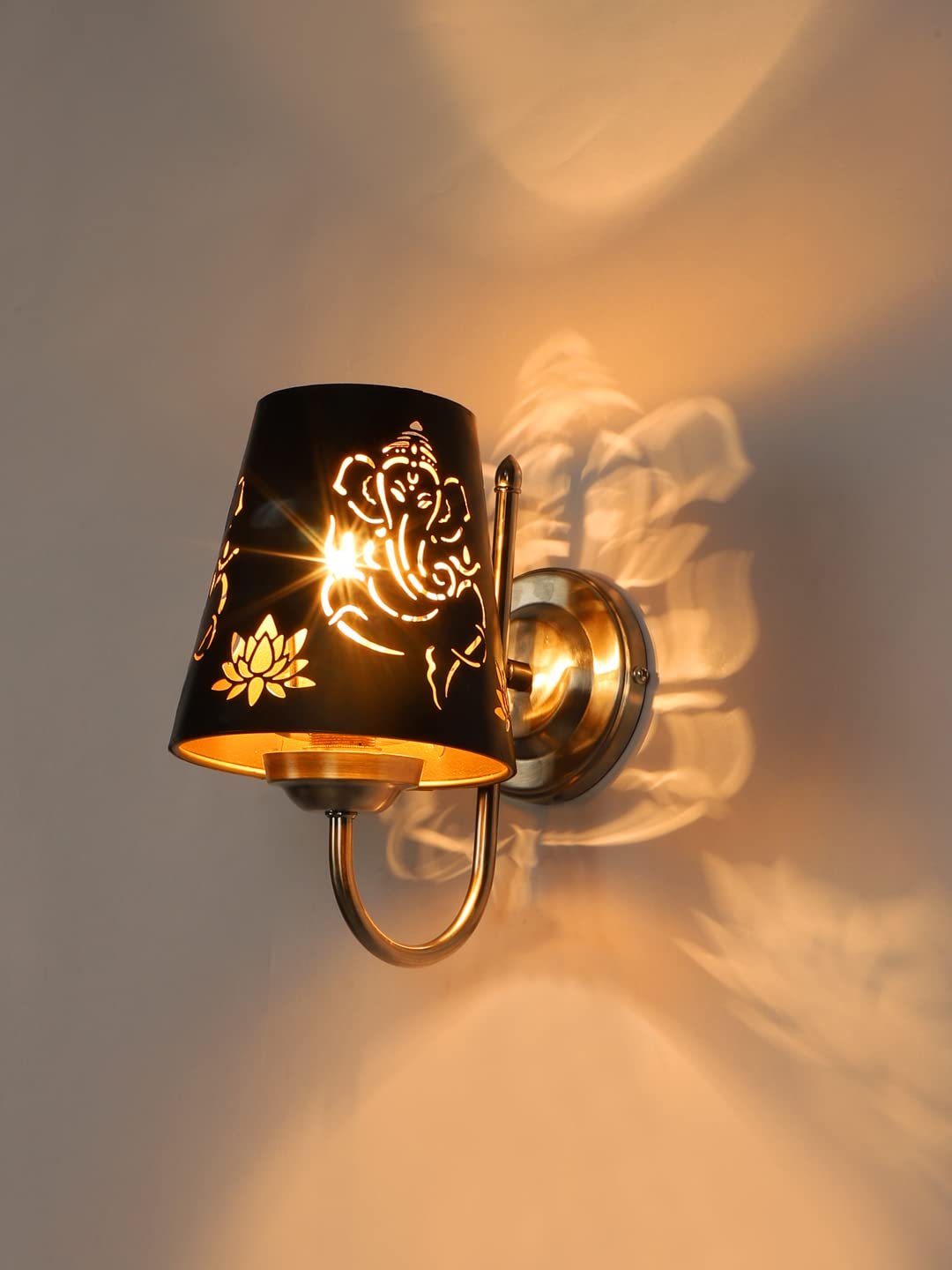 Etched Ganesh Ji Wall Mounted Lamp with Steel Base(JH25)