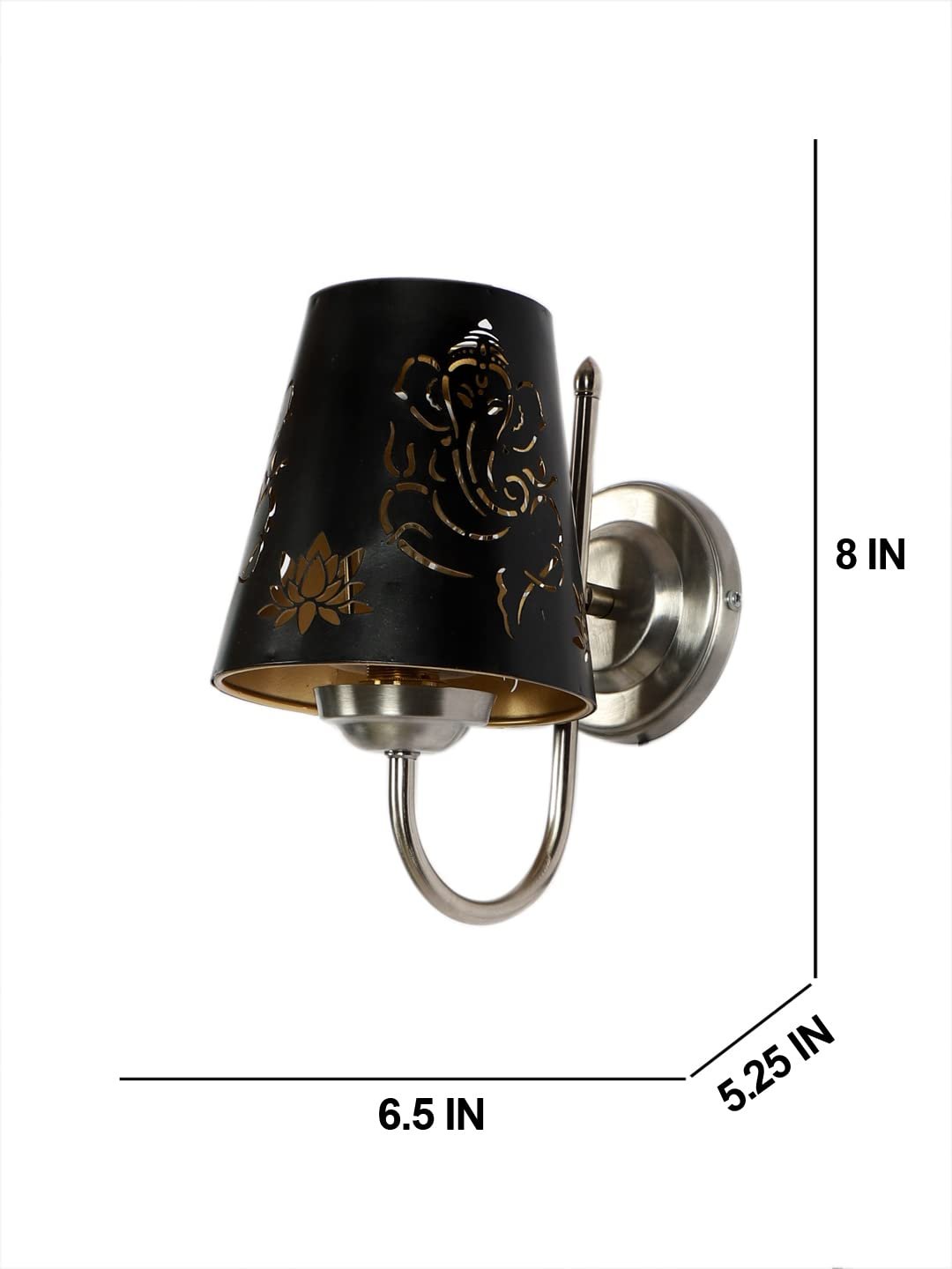 Etched Ganesh Ji Wall Mounted Lamp with Steel Base(JH25)