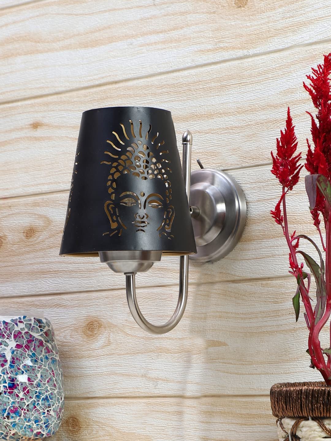 Etched Buddha Ji Wall Mounted Lamp with Steel Base(JH26)