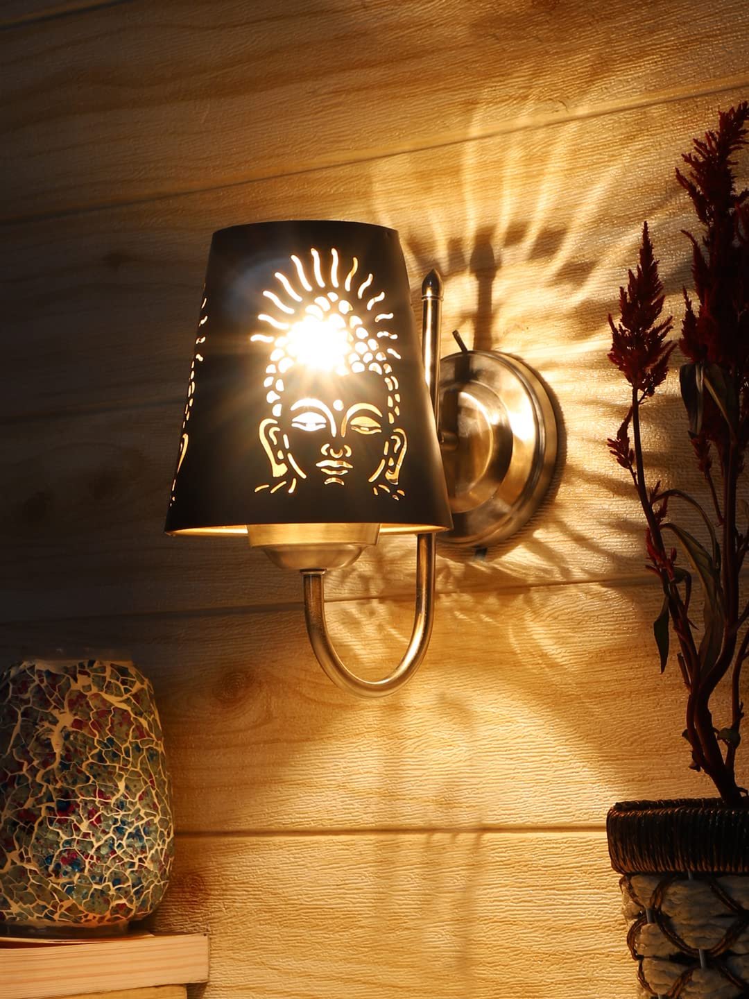 Etched Buddha Ji Wall Mounted Lamp with Steel Base(JH26)