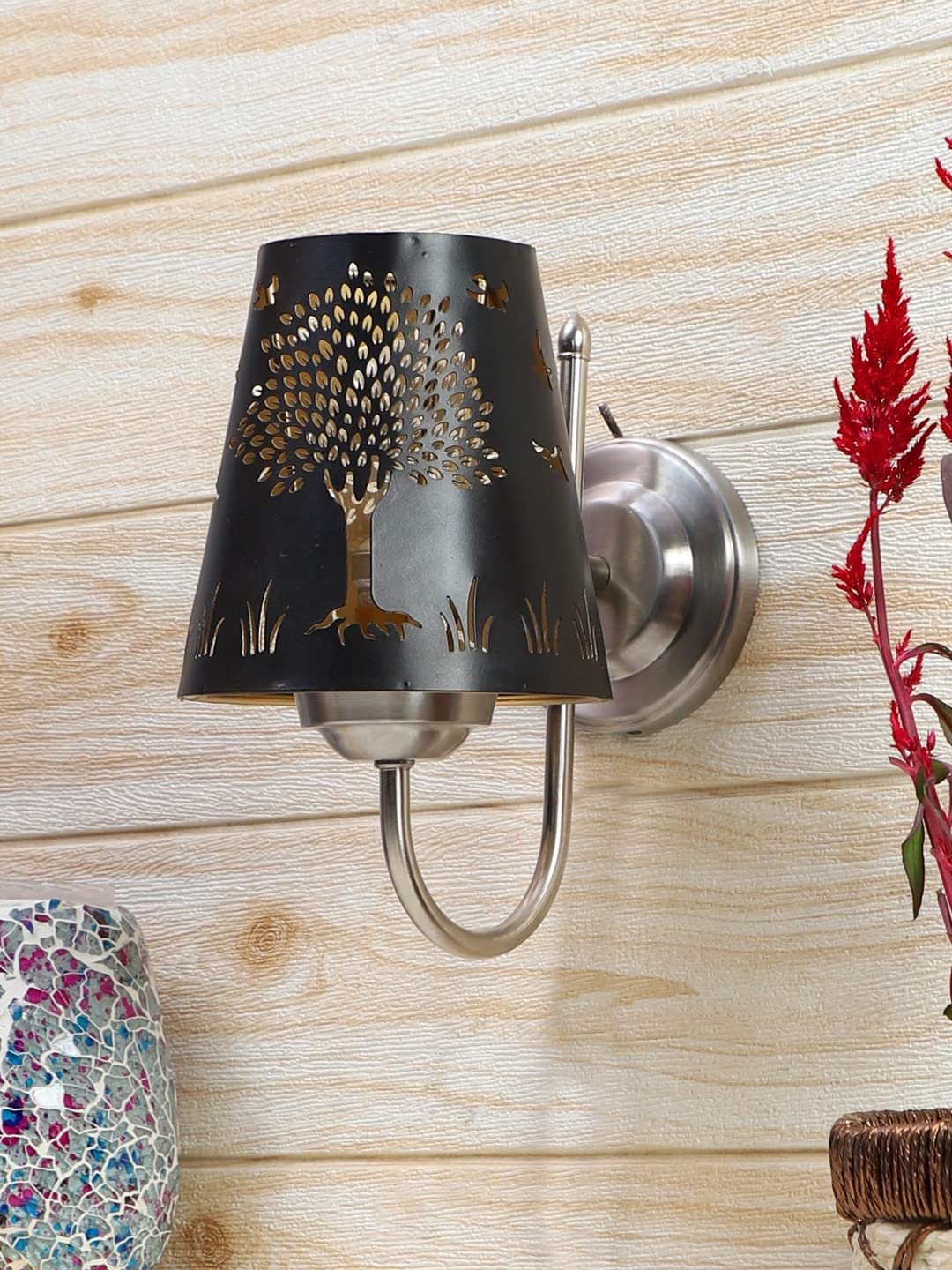 Etched Tree Wall Mounted Lamp with Steel Base(JH28)