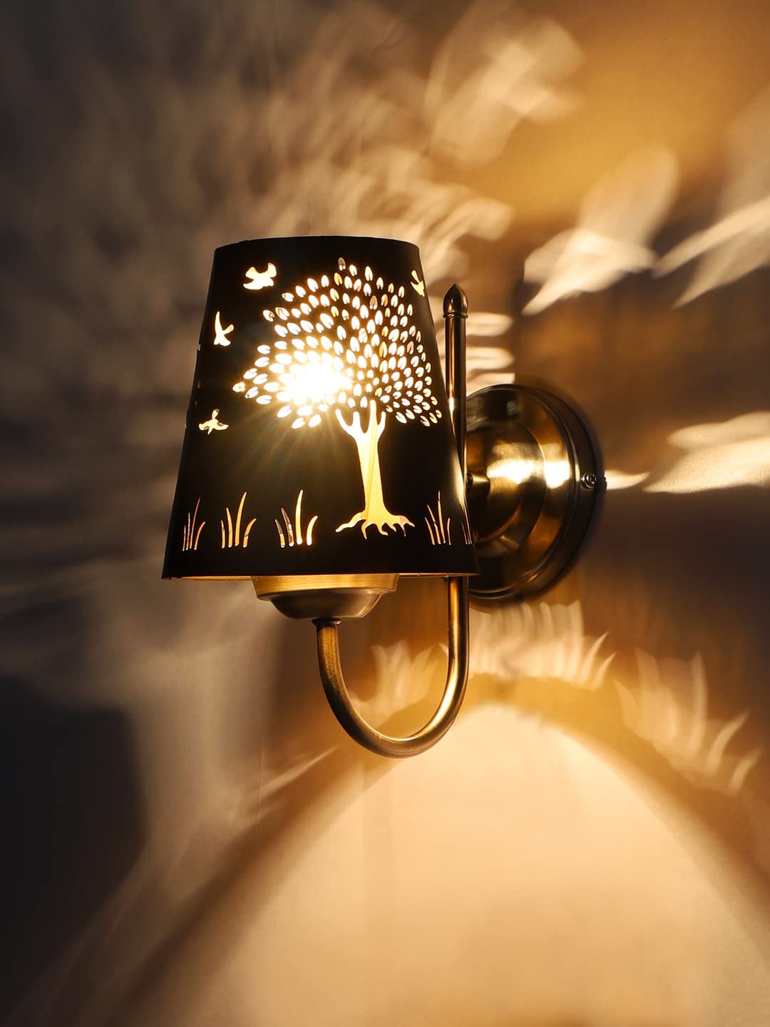 Etched Tree Wall Mounted Lamp with Steel Base(JH28)